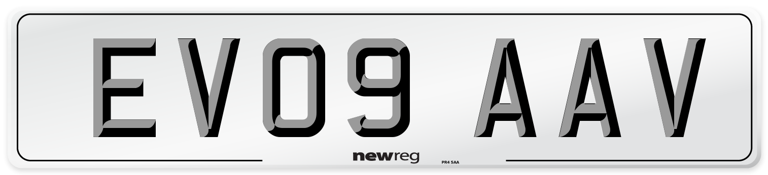 EV09 AAV Number Plate from New Reg